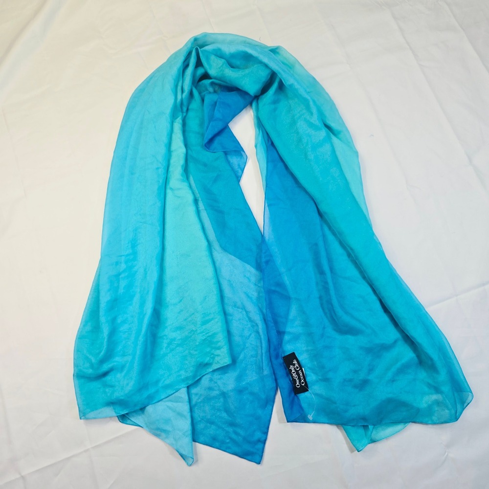 One & Only Ocean Club Women's Ombre Scarf OS Blue Sheer Lightweight Wrap
